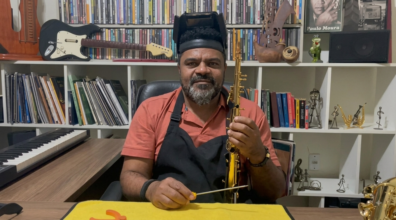 Mauro Silva no ateliê da Clínica do Sopro